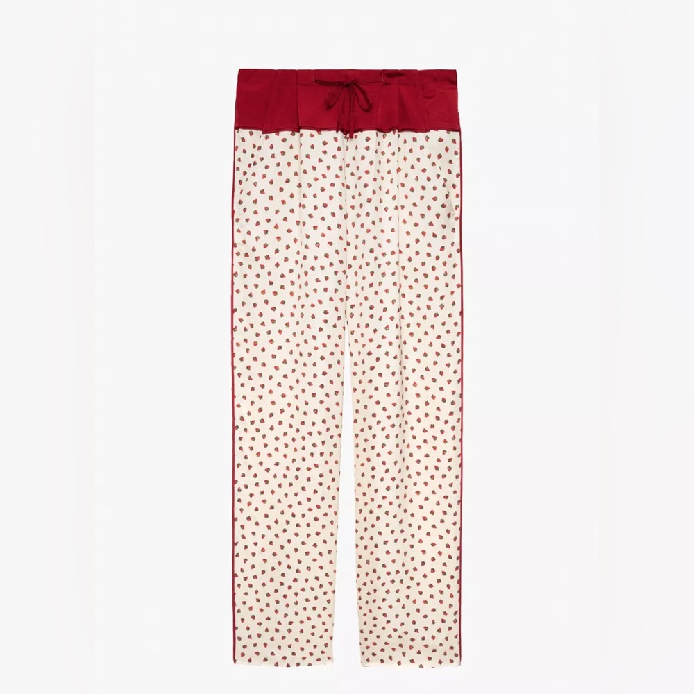 Zara x Stefano Pilati strawberry novelty pyjama trousers satiny collab new